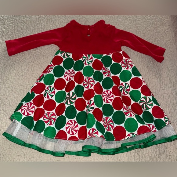 Rare too Festive Red and Green Kids Dress - Picture 2 of 5